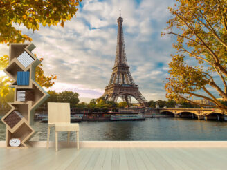 Eiffel Tower, Paris France, interior mockup wallpaper