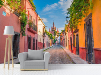 Beautiful streets and colorful facades of San Miguel de Allende in Guanajuato, Mexico