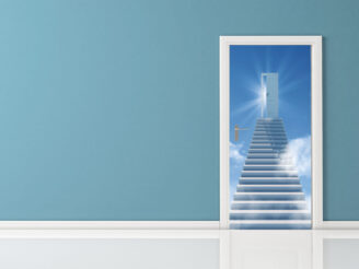 Stairs leading to the door in the sky, door print