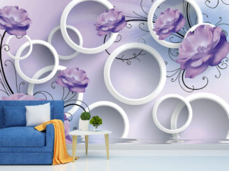 3D rings and flowers wallpaper