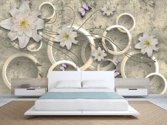 3D rings and flowers wallpaper