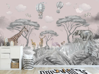 mock up wall in child room interior. Interior scandinavian style. 3d rendering, 3d illustration