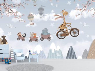 Kids room animals wallpaper design