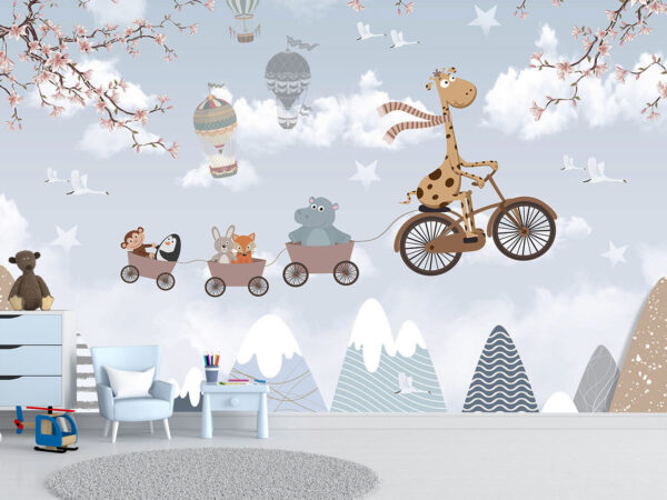 Kids room animals wallpaper design