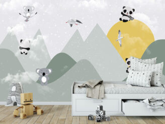 mock up wall in child room interior. Interior scandinavian style. 3d rendering, 3d illustration