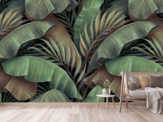 Leaves mural green, palm leaves