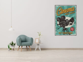 Interior poster mock up living room with armchair on empty white wall background,3D rendering