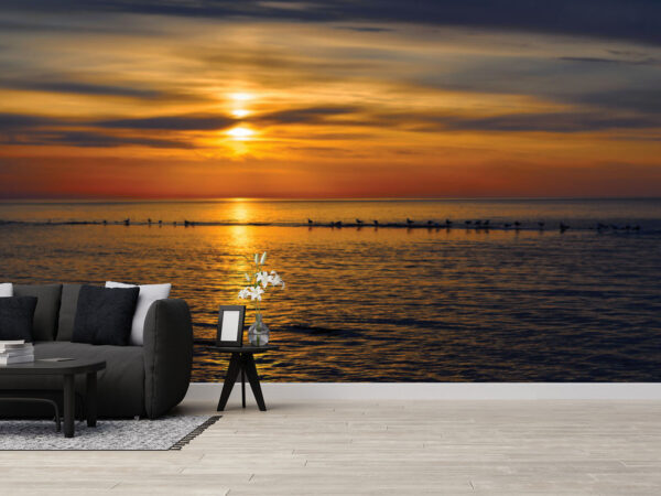 ocean sunset wallpaper design mockup