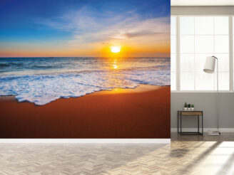 beach sunset wallpaper design mockup room