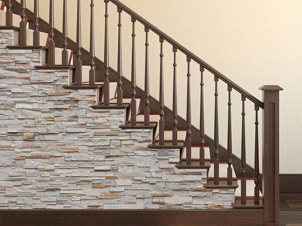 Classic wood stairway. 3d render.